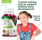 Viteey Zinc for Kids Gummies 15mg - Immune Support for Kids & Teens - Powerful Natural Antioxidant, Kids Zinc Vitamin Supplement - Vegan, Gelatin Free, Gluten Free - Tasty Chewable Berry Flavor Gummy