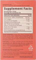 Glutathione Strip 30 Strips x 0.012 oz(344mg) with Collagen, Acerola, Milk Thistle, Hyaluronic Acid, Glutathione Supplement | Fast-Absorption, Skin & Liver Support, Antioxidants
