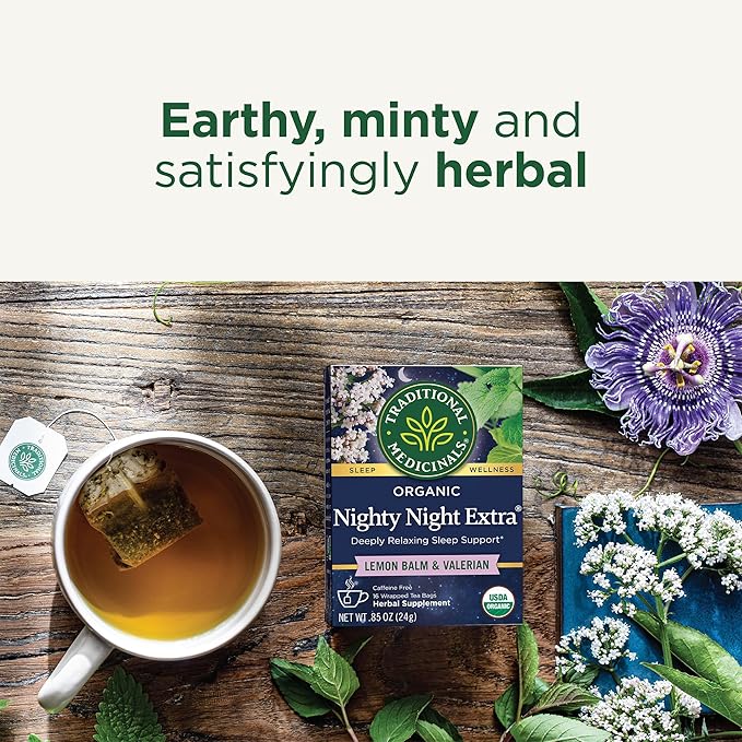 Traditional Medicinals Tea, Organic Nighty Night Extra, Promotes a Good Night's Sleep, 16 Tea Bags (Pack of 2)