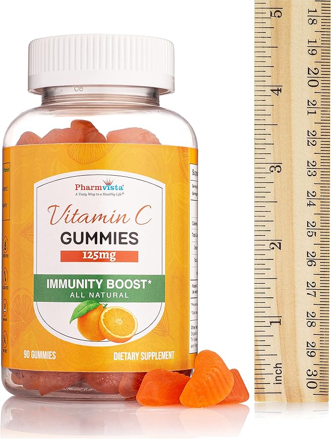 Pharmvista Vitamin C 125mg Gummy - Vegan, Gluten Free Supplement - 90 Count