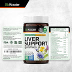 BIO KRAUTER® 9-in-1 Liver Detox with Vitamin C, Milk Thistle, Turmeric, Dandelion Root, Beet Root, Chanca Piedra for Liver Support - Vegan Liver Supplement, 60 Gummies, 30 Days of Supply - Non-GMO