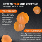 Creatine Monohydrate Gummies for Men & Women - 5g of Creatine Monohydrate per Serving - Sugar Free,Vegan, Orange Flavor, 135 Count (45 Servings).