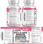 Myo Inositol D Chiro Inositol Supplement for Women - Hormone Balance with Magnesium Ashwagandha Vitamin D3 Folate Maca Root Chasteberry Evening Primrose | Ovarian Support Capsules 120 Count