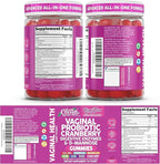 Clean Nutra Vaginal Probiotic Gummies for Women Cranberry Digestive Enzymes D Mannose Womens Probiotic Dmannose Horsetail Bromelain Chicory Fiber Feminine Care Prebiotics Inulin Papaya Enzyme Gummy