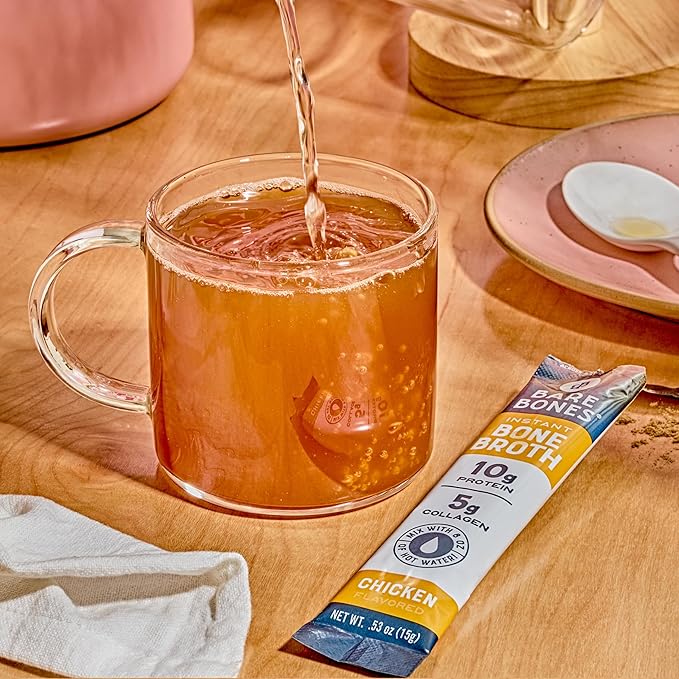 [DISCONTINUED] Chicken Bone Broth Instant Powdered Mix Packets | 5g Collagen | 10g Protein | Keto & Paleo Friendly | No Artificial Flavors | Non-GMO, Gluten-Free, Dairy-Free on-the-go 16 Pack