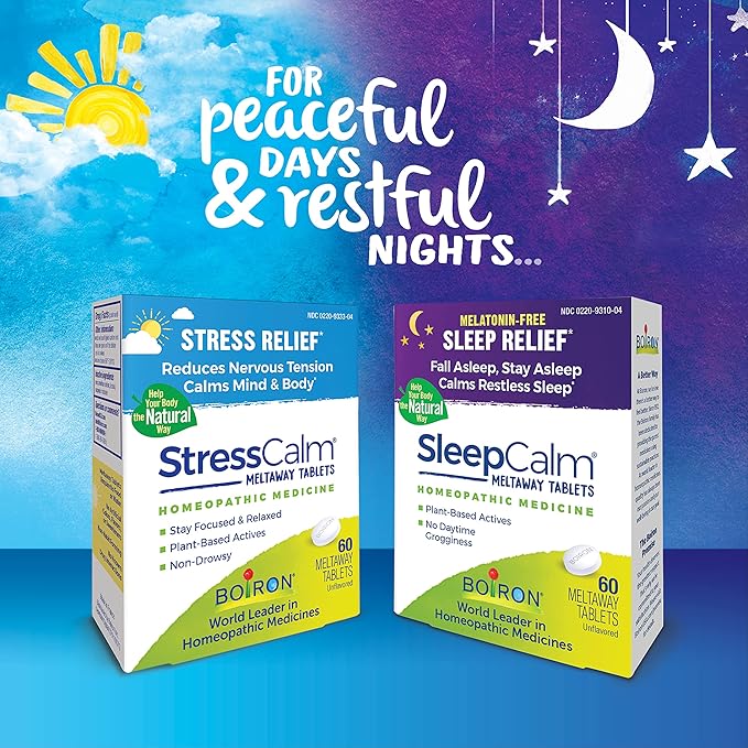 Boiron StressCalm Tablets for Relief of Stress,Anxiousness,Nervousness,Irritability,and Fatigue -,120 Count (Pack of 2)