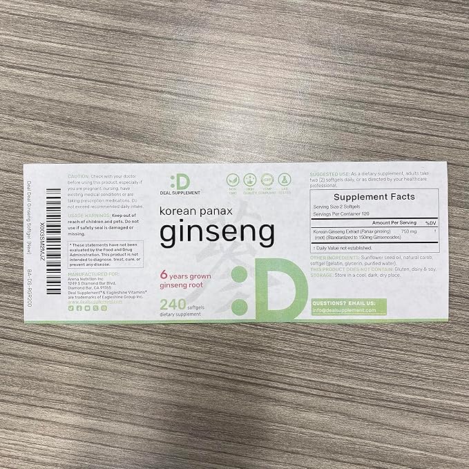 DEAL SUPPLEMENT Korean Red Panax Ginseng Root Extract, 240 Softgels