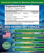 aSquared Nutrition Nicotinamide with Resveratrol - 120 Veggie Capsules - Vitamin B3 500mg (Niacinamide Flush Free) - Supplement Pills to Support NAD, Skin Cell Health & Energy