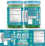 Clean Nutra Sea Moss Gummies Black Seed Oil Chlorella Ashwagandha Root Hair Growth Skin Glow Irish Sea Moss Elderberry Burdock Manuka Honey Trace Minerals Detox 60 Gummy Vitamins Sea Glow Supplement