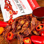 Sriracha Flavored Bacon Jerky, 12g Protein Per Bag, Tender & Easy to Chew Fully Cooked Bacon, USA Made, High Protein Carnivore Snacks (2 Bags)