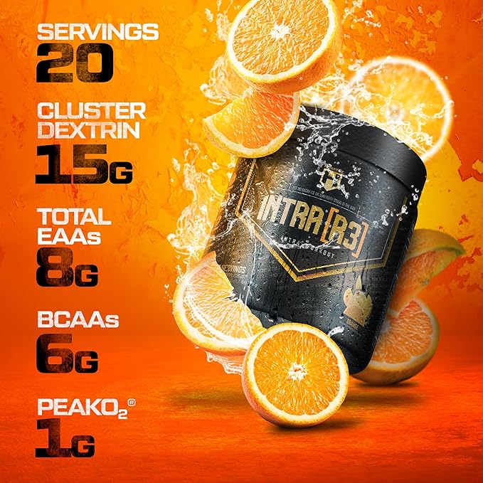 HOSSTILE Intra[R3] Intra Workout Powder, EAA & BCAA Drink with Carbs, Enhance Energy & Endurance, Build Lean Muscle & Improve Recovery, Orange, 20 Servings