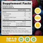 Probiotic Gummies 10B CFU with Prebiotic Fiber - Digestion & Immune Support - Debloat, Stomach & Gut Comfort - Probiotics for Women & Men - Natural Berry Flavor - Vegan & Sugar-free - 60 Gummies