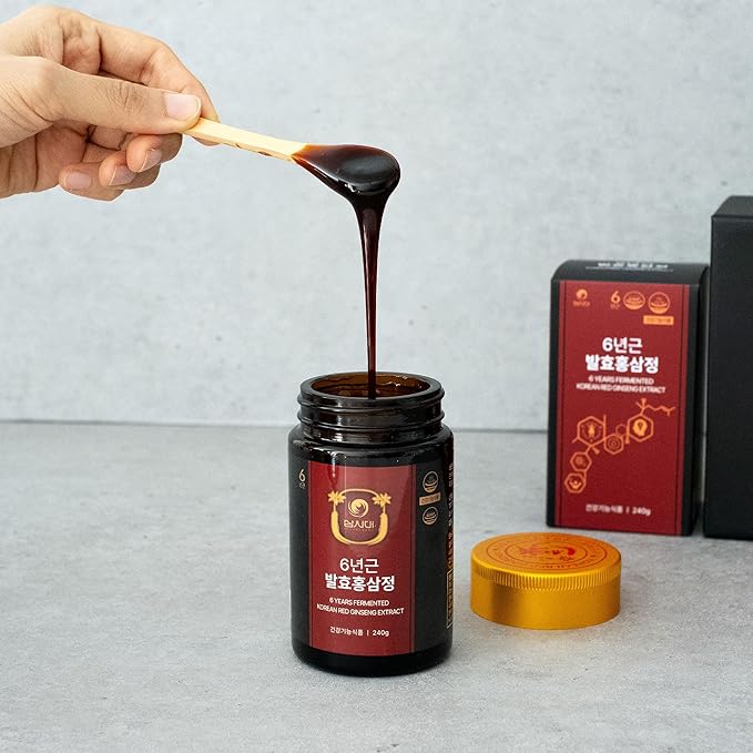 SAMSIDAE 6 Years Fermented Korean Red Ginseng Extract 240g x 4 Bottles (960g) – Premium Herbal Supplement with 5mg/g Ginsenoside – Supports Immunity, Energy, Stamina & Mental Performance