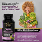 DIM Supplement with Broccoli Extract and BioPerine - Natural Hormone Balance Support for Women and Men - Estrogen Balance - Menopause, Acne - 60 Vegetarian Capsules with Calcium D-Glucarate