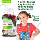 Viteey Zinc for Kids Gummies, 25mg - Immune Support - Powerful Natural Antioxidant, Kids Zinc Vitamin Supplement - Vegan, Gelatin Free, Gluten Free - Tasty Chewable Berry Flavor Gummy