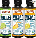 Barlean's Omega 3 Fish Oil Liquid Supplement for Men and Women, 1500mg of EPA and DHA Fatty Acid, Promotes Brain & Heart Health - Non-GMO, Variety Pack, 8 oz