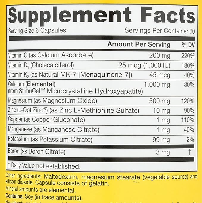 Jarrow Formulas BoneUp for Bone Density - Vitamin D3 and K2, Calcium Support, 360 Capsules, Promotes Skeletal Nutrition, Up to 60 Days Supply