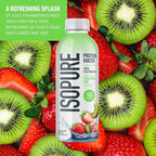 Isopure Clear Protein Water with Electrolytes, 15g Whey Protein Isolate, Zero Sugar, Strawberry Kiwi, 20 fl oz, 12-Pack