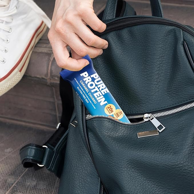 Pure Protein Caramel Churro Protein Bars – 20g Protein, 3g Sugar, 190 Calories (12 count) Low Sugar* High Protein Snack - Gluten Free - Perfect for a Healthy Snack