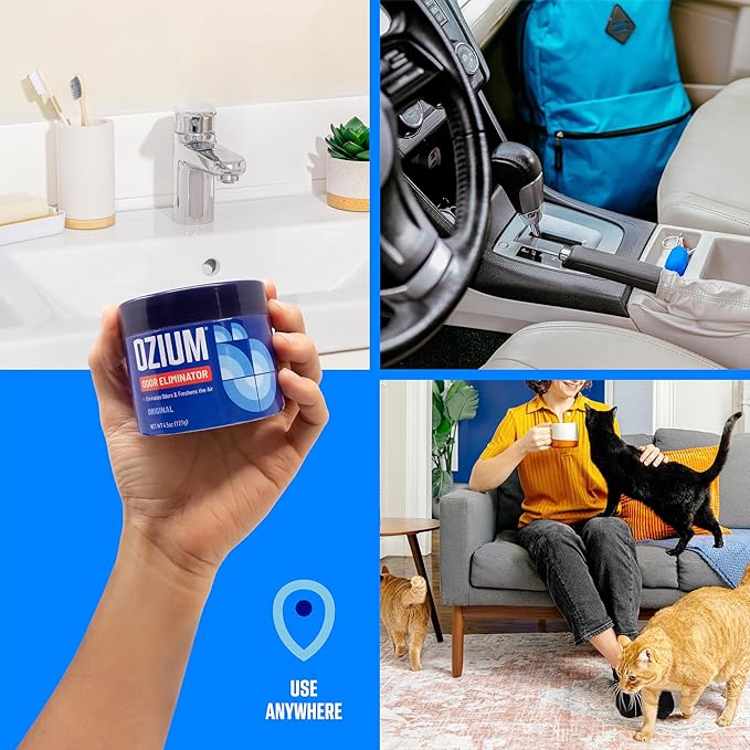 Ozium Odor Eliminating Gel - 4.5oz Air Freshener Alternative for Smoke, Pets, and Musty Odors - Long Lasting Odor Remover for Cars, Homes, Closets and Small Spaces - Wild Cherry