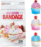 BioSwiss Bandages, Cupcake Shaped Self Adhesive Bandage Set, Latex Free, Sterile Wound Care, 24 Count