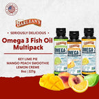 Barlean's Omega 3 Fish Oil Liquid Supplement for Men and Women, 1500mg of EPA and DHA Fatty Acid, Promotes Brain & Heart Health - Non-GMO, Variety Pack, 8 oz