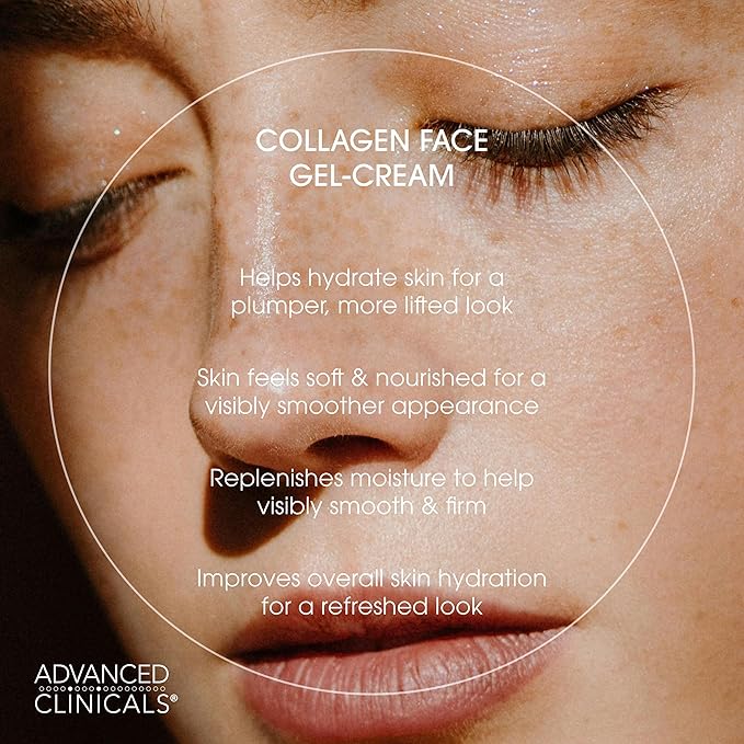 Advanced Clinicals Collagen Cream W/Hyaluronic Acid Face Moisturizer + Collagen Body Cream 2pc Skincare Set For Women & Men To Reduce Appearance Of Wrinkles, Fine Lines, & Uneven Skin Tone, 2pc Set