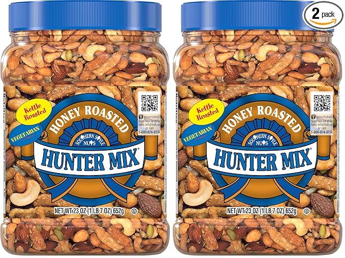 Southern Style Nuts Honey Roasted Hunter Bulk Trail Mix,23 oz,Honey Roasted Sesame Sticks & Peanuts,Sunflower Kernels,Almonds,Cashews & Pepitas,Mixed Nuts,Snacks for Adults-& Kids,(Pack of 2)