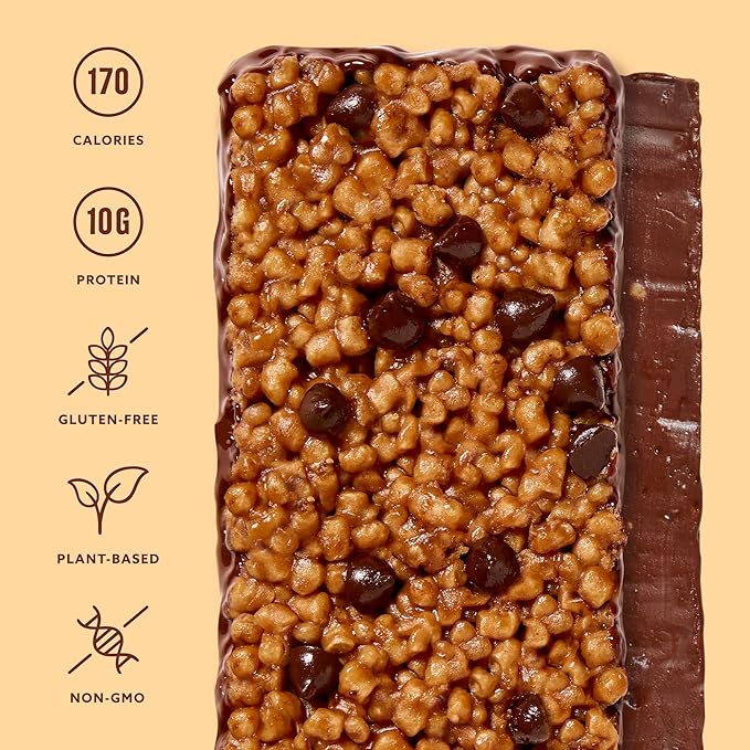 Mezcla Puff Crispy Protein Bars, Gluten Free & Vegan Protein Bars, 10g Protein, Alt for Crispy Rice Treat, Granola Bars & Breakfast Bars, Healthy Snacks for Adults, Peanut Butter Chocolate, 1 Count