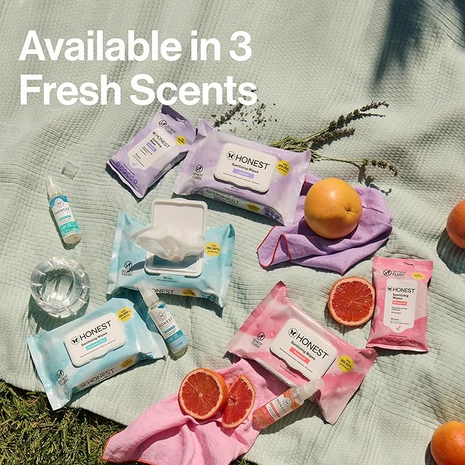 The Honest Company Fragrance-Free Sanitizing Alcohol Wipes, Antibacterial Safe for Hands, Kills 99% of Germs, Made With Aloe, 50 Count (1 Pack)