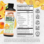 Barlean's Ginger Peach Vegan Omega 3 Supplement, Liquid Algae Oil with 630 mg EPA & DHA, Plant Based Omegas from Algal Oil, Non-GMO & Gluten Free, 16 oz