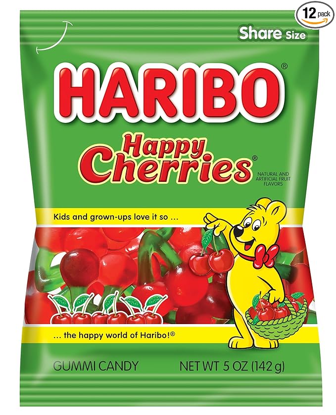 HARIBO Gummi Candy, Happy Cherries, 5 oz. Bag (Pack of 12)
