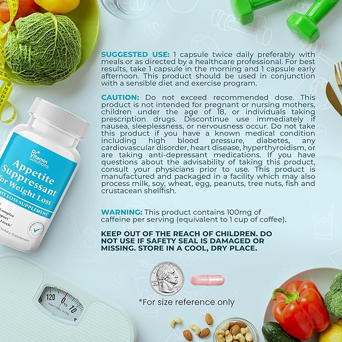 Appetite Suppressant for Weight Loss - Diet Pills for Women w/ Garcinia, Ginger Root, Guarana - Thermogenic Fat Burner & Metabolism Booster for Women & Men | Belly Fat + Energy Support, 60 Caps