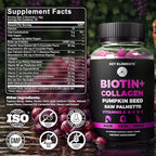 Hair Skin and Nails 10000mcg Biotin Gummies & Collagen Gummies - Biotin Vitamins for Hair Growth Pumpkin Seed Oil, Saw Palmetto Extract & Vitamins A B6 C D E - Biotin and Collagen Supplements