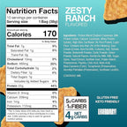 Legendary Foods Zesty Ranch Protein Chips – Popped Tortilla Style – 22g High Protein, 4g Net Carbs, Low Sugar, Gluten Free, Keto Snack Packs – 10 Count – Healthy Crunchy Chips