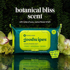goodwipes Flushable Butt Wipes - Vitamin E & Aloe - Sewer & Septic Safe - Extra Large Adult Wet Wipes For Women & Men - Toilet Essential - Botanical Bliss, 153 Count (3 Packs + 3 Individually Wrapped)