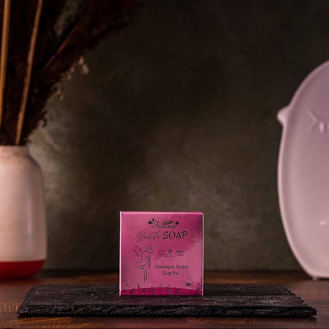 FIVONA Set of 3 Yoni Herbal Soap Bars for Gentle Feminine Intimate Wash and Whole Body All-Natural Handmade Includes Exfoliating Scrubber Foaming Net - Natural Detox and Vagi Cleansing - 3x 5.3oz