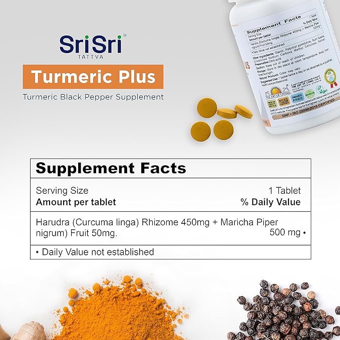 Turmeric Plus Joint Support Supplement – Turmeric Curcumin with Black Pepper for Digestion and Immune Support – Non-GMO, Organic Turmeric for Inflammatory Response, 500mg (60 Tabs)