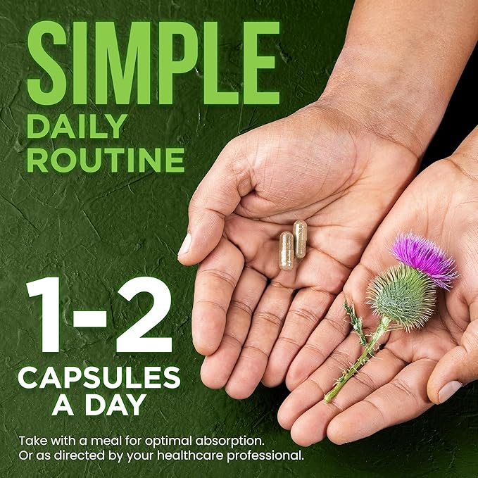 OmniBiotics Organic Milk Thistle Supplement 1500mg – 4X Concentrated Extract with Silymarin – High Potency Liver Detox & Support – 120 Vegan Capsules