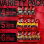 Jack Link's Beef Jerky Variety Pack – Includes Original, Teriyaki and Peppered Jerky, Bulk Protein Snack Pack, Good Source of Protein, Meat Snacks Made with 100% Beef – 1.25 Oz (Pack of 15)