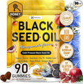 90 Black Seed Oil Gummies | 500mg Cold-Pressed Black Seed Oil, Amla, Bamboo, Fo-Ti, Nettle Leaf, Gotu Kola Extract | Vegan, Non-GMO Gummies | Hair, Skin & Nail Nourishment | Pomegranate Flavor