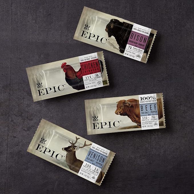 EPIC Bars, Chicken Sriracha, Keto and Paleo Friendly, Whole30 Approved, Gluten Free, 12 Count, 15.6 oz