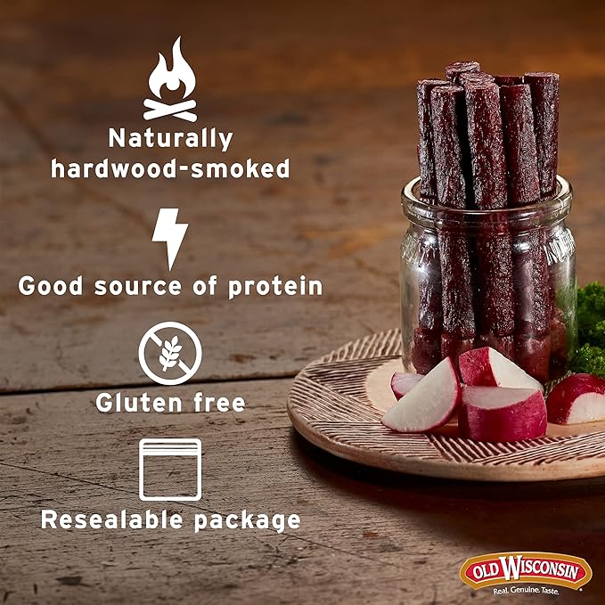 Old Wisconsin Turkey Sausage Snack Sticks, Naturally Smoked, Ready to Eat, High Protein, Low Carb, Keto, Gluten Free, 28 Ounce Resealable Package