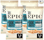 EPIC Sea Salt and Vinegar Pork Rinds, Keto Friendly, Protein Snacks, 2.5 oz (Pack of 4)