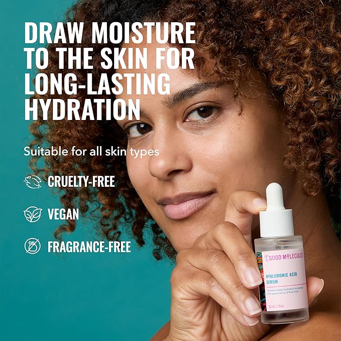 Good Molecules Hyaluronic Acid Serum Pack 2 – 75 ml / 2.5 fl oz Each | Lightweight Facial Serum with 1% Hyaluronic Acid for Hydration