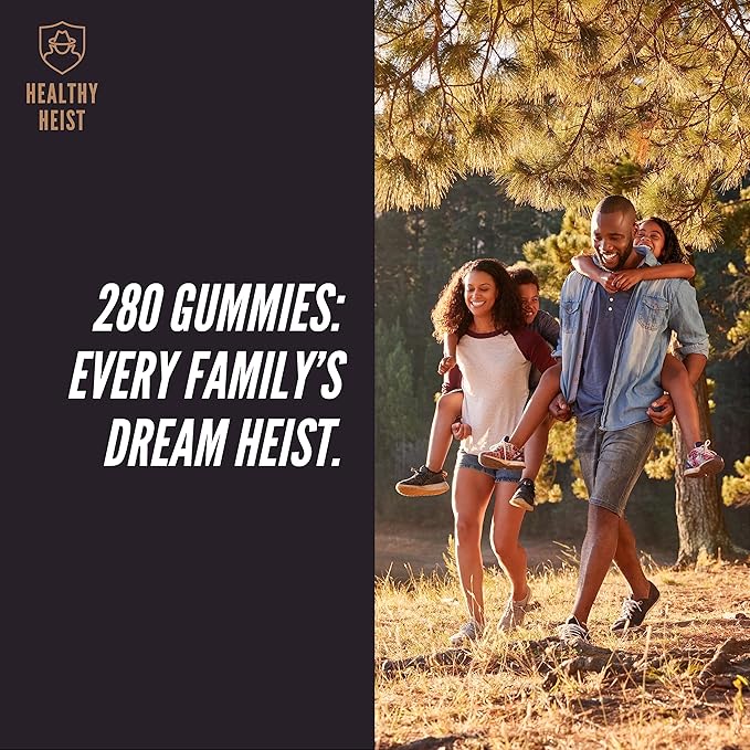 Sambucus Black Elderberry Gummies for Adults and Kids with Zinc and Vitamin C, 280 Gummy Bulk Size, Chewable Immune Support, Non GMO, Kosher, Pectin, Vegan, Delicious Berry Flavor by Healthy Heist