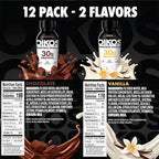 Oikos Protein Shake, Exclusive Variety Pack, 30g High Protein Drinks, Shelf Stable, Ready to Drink, 5g Prebiotic Fiber, 12 fl oz Bottle (8 ct Vanilla, 4 ct Chocolate