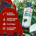 Barlean's Vegan Omega 3 6 9 Flaxseed Oil Liquid Supplement, BlackBerry Smoothie, Flax Seed Oil, 2,968 mg ALA Fatty Acid, Non-GMO and Gluten Free, 16 oz