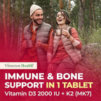 Vitamin D3 K2 Supplement – All-in-1 Support for Immune, Bone & Heart Health – Vitamin D + Vitamin K (as MK7) – K2 D3 2000IU Vitamin Supplement, 90 Natural Cherry-Flavored Chewables