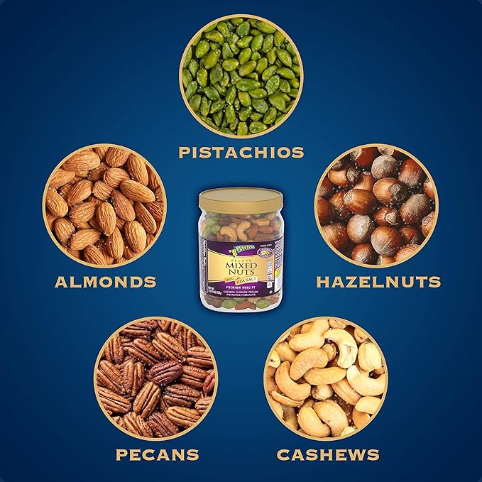 PLANTERS Deluxe Mixed Nuts with Sea Salt,27 oz Resealable Container - Variety Mixed Nuts Snacks with Cashews,Almonds,Pecans,Pistachios & Hazelnuts - Energy Boost - Kosher,(Pack of 2)